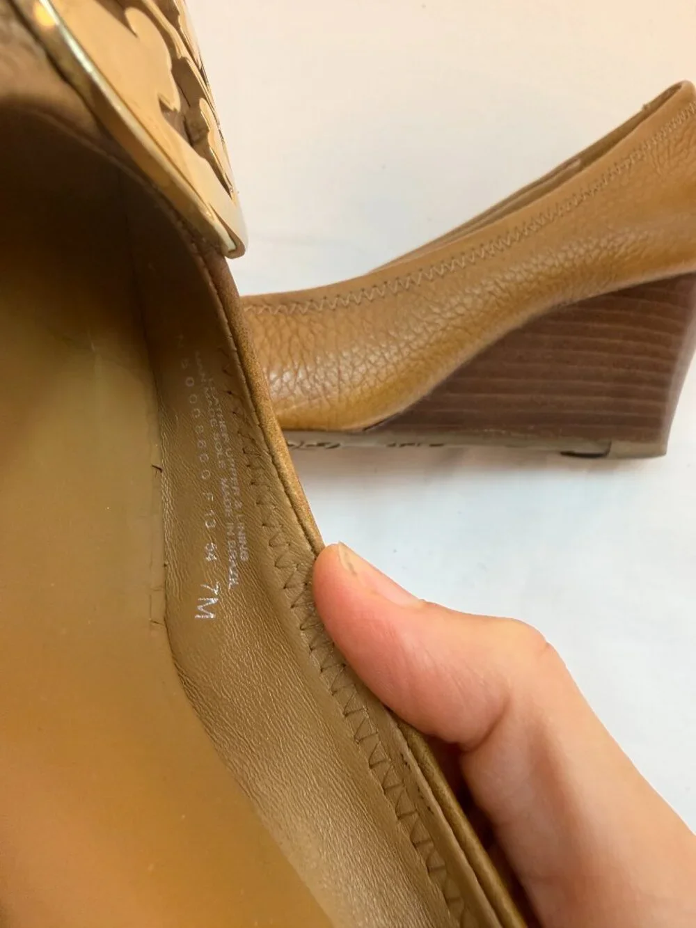 Tory Burch Sally 2 Peep Toe Wedge Pumps Black Leather Size 7